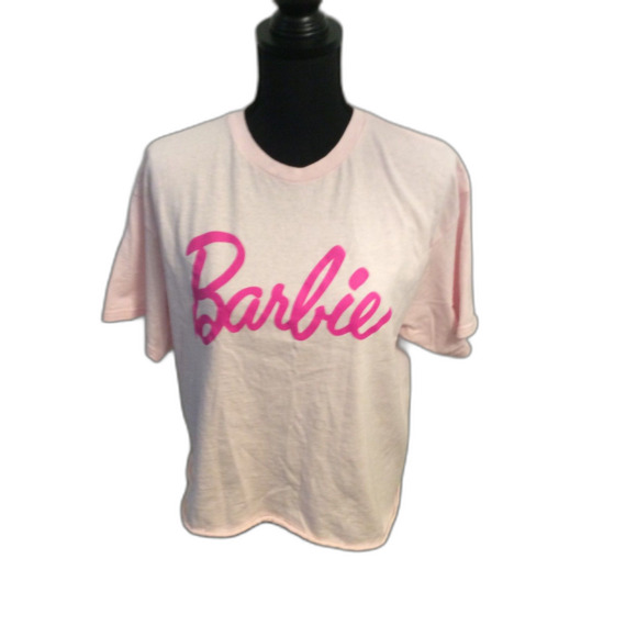 Barbie Tops - Pink Barbie Crop Top Womens Car Size Large L T Shirt